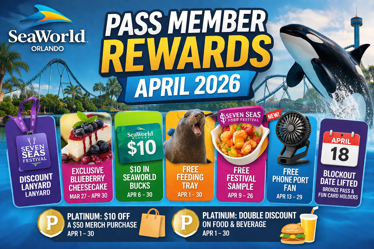 SeaWorld Orlando Pass Member Rewards for April 2026